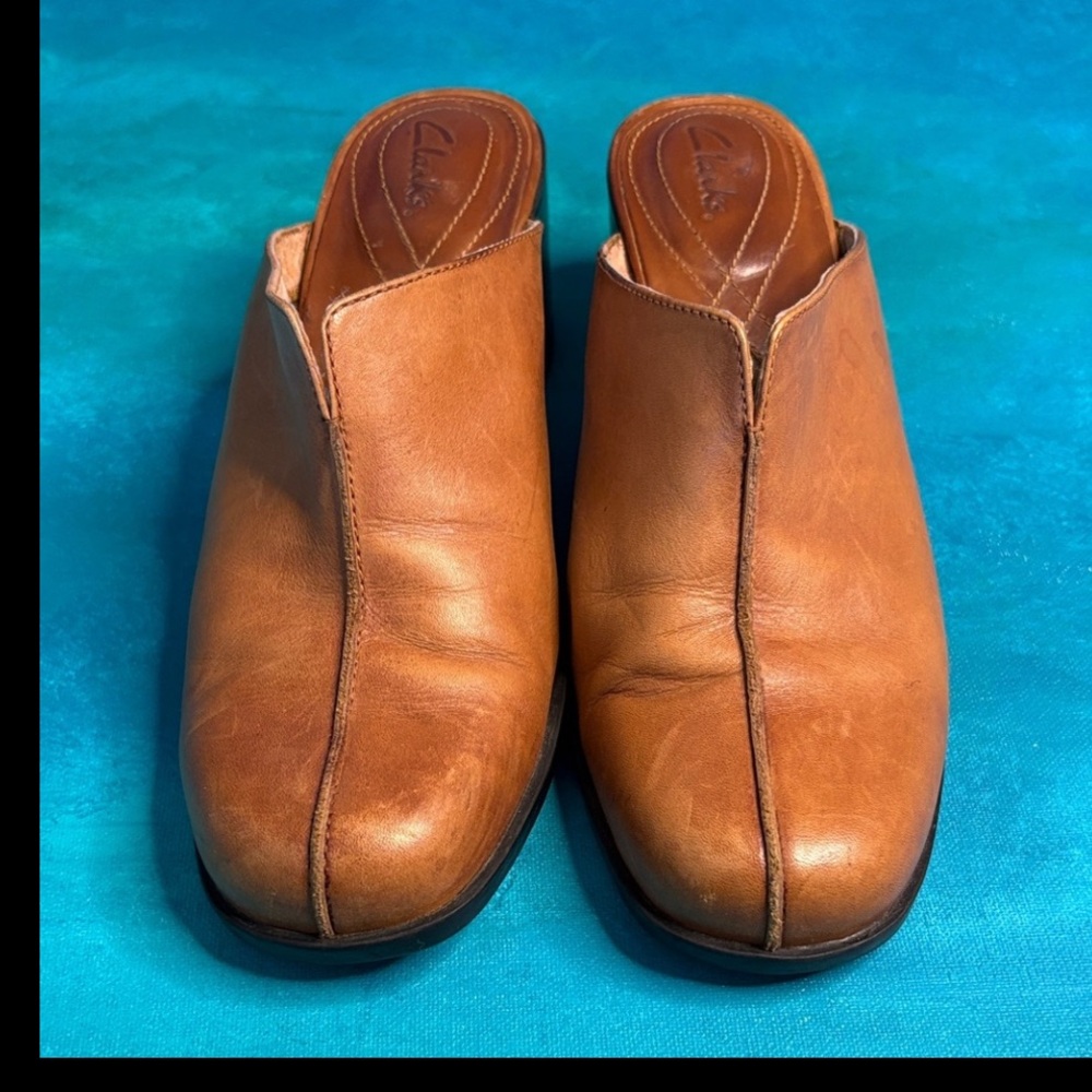 Clarks Women's Brown Leather Mules 7.5